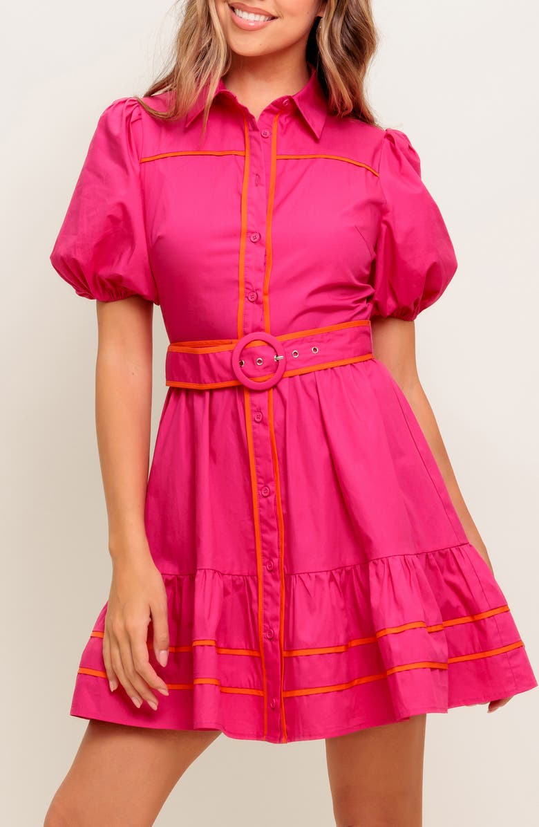 FLYING TOMATO Solid Mini Shirtdress, Alternate, color,