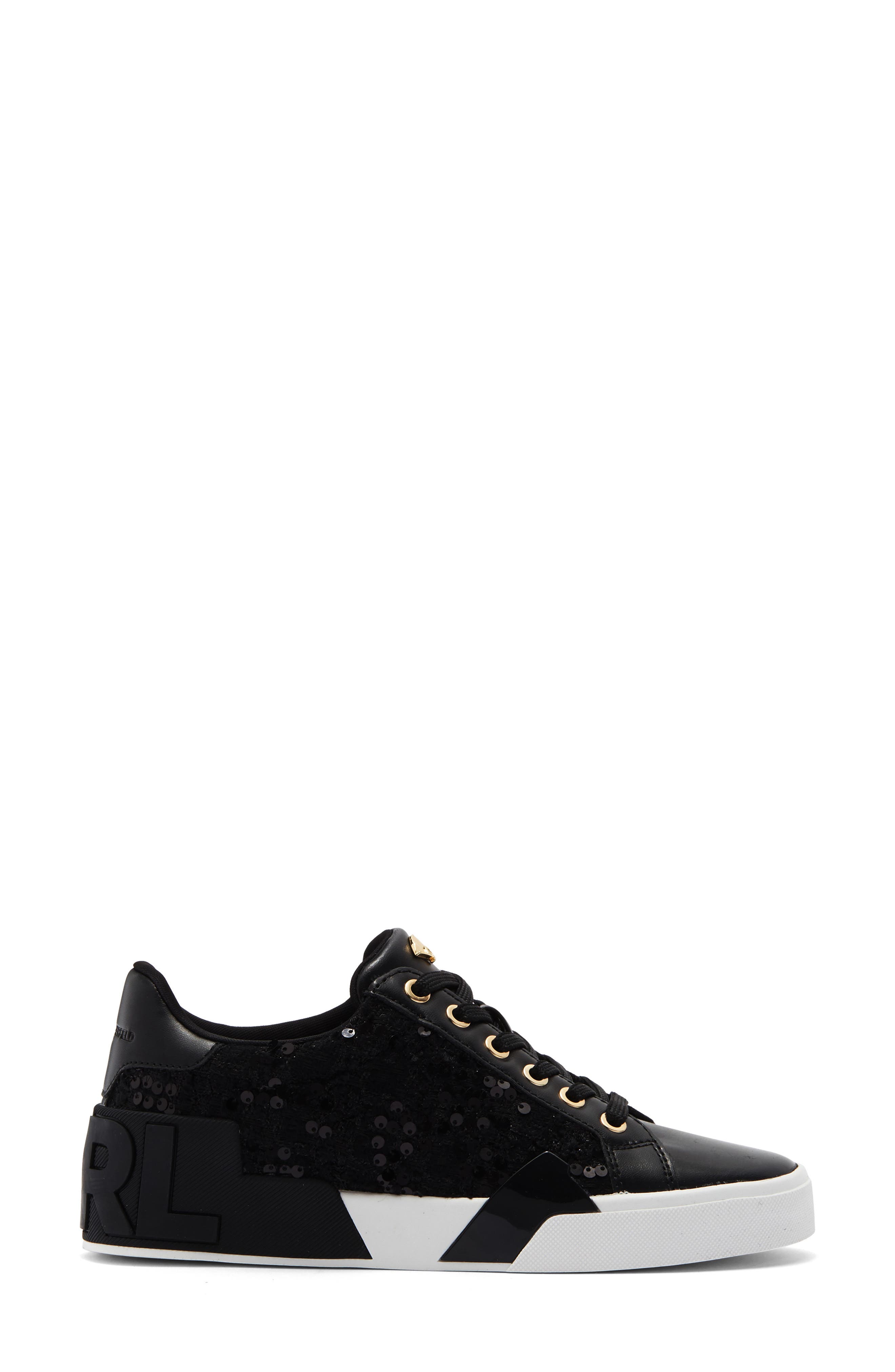 KARL LAGERFELD PARIS Marquise Low Top Sneaker, Alternate, color, Black