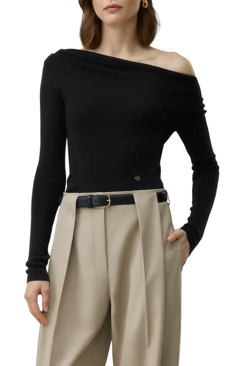 LILYSILK Elegant Off-Shoulder Silk-Cashmere Top