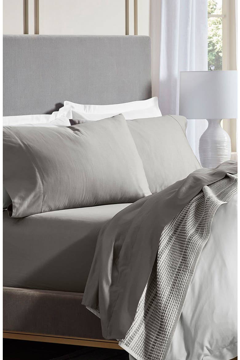 Percale Hemmed Sheet Set, Alternate, color, STONE