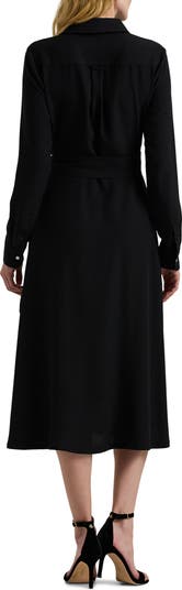 Lauren Ralph Lauren Surplice Long Sleeve Georgette Midi Shirtdress