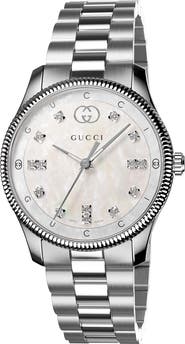 Gucci G-Timeless Mother-of-Pearl & Diamond Bracelet Watch, 29mm