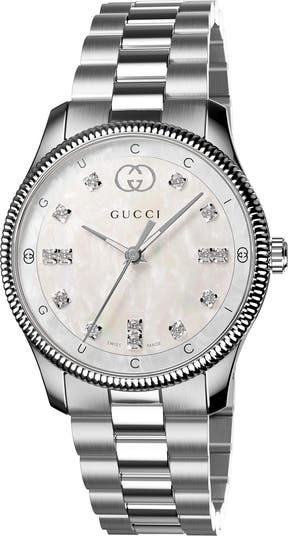 GUCCI(グッチ) G-Timeless Mother of Pearl Quartz Ladies Watch Gucci G-Timeless Mother-of-Pearl & Diamond Bracelet Watch
