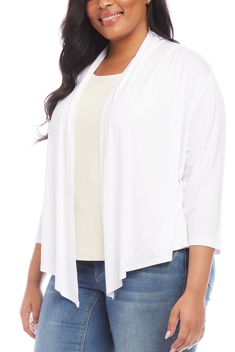 Calli Draped Open Front Cardigan, Alternate, color, OFF WHITE