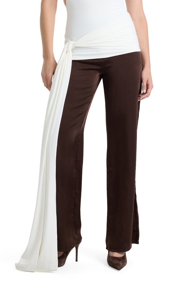 Bardot Devin Satin Ankle Wide Leg Pants, Main, color, Chocolate