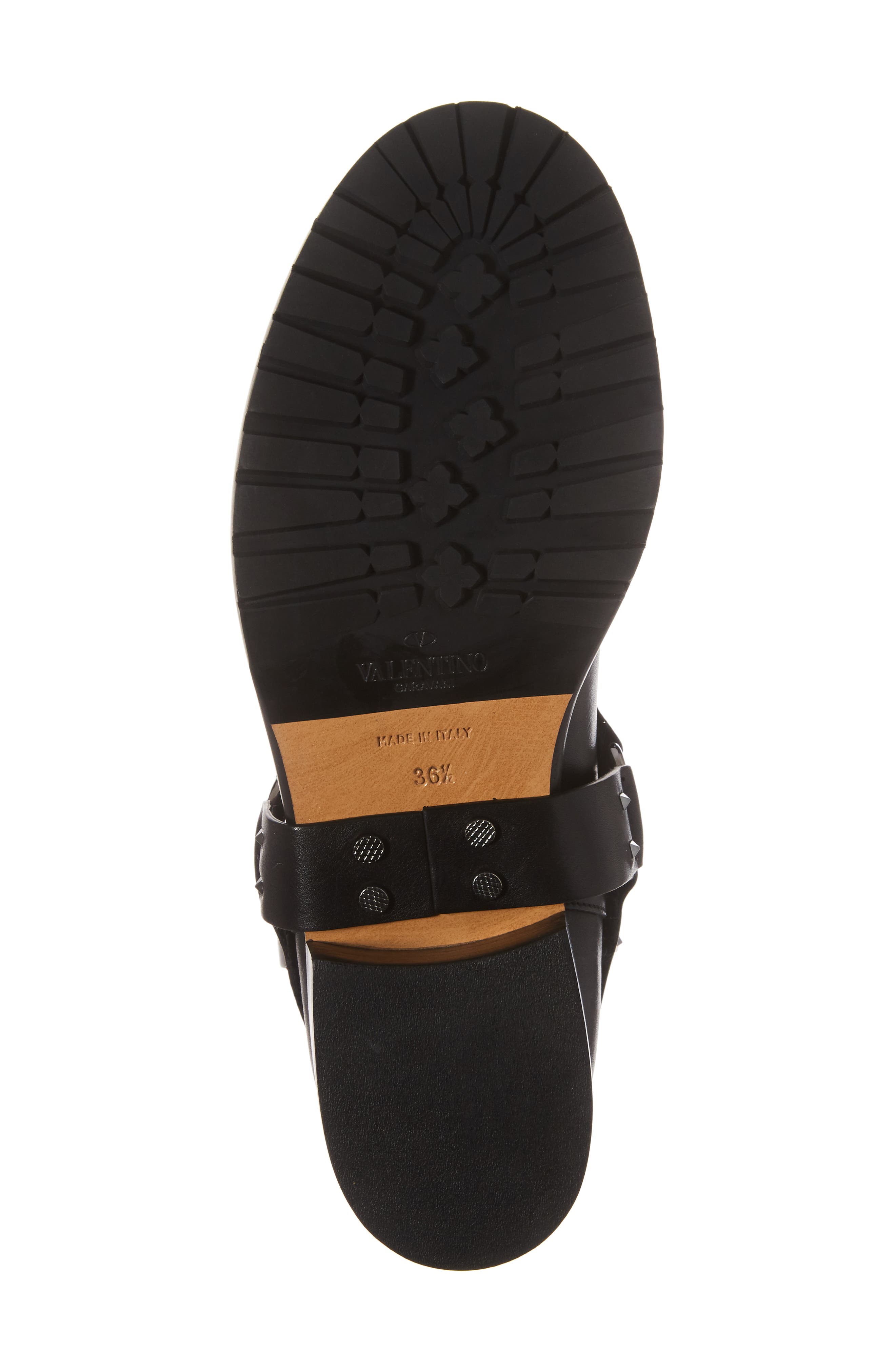 Rockstud Quilted Harness Bootie, Alternate, color, BLACK