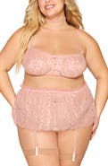 Dreamgirl Floral Lace Bralette, Garter Skirt & Choker Set