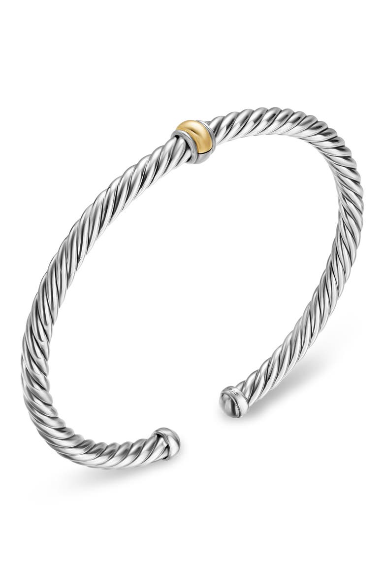 Cable Flex Station Bracelet in Sterling Silver with 14K Yellow Gold, 4mm, Alternate, color, SILVER/ GOLD