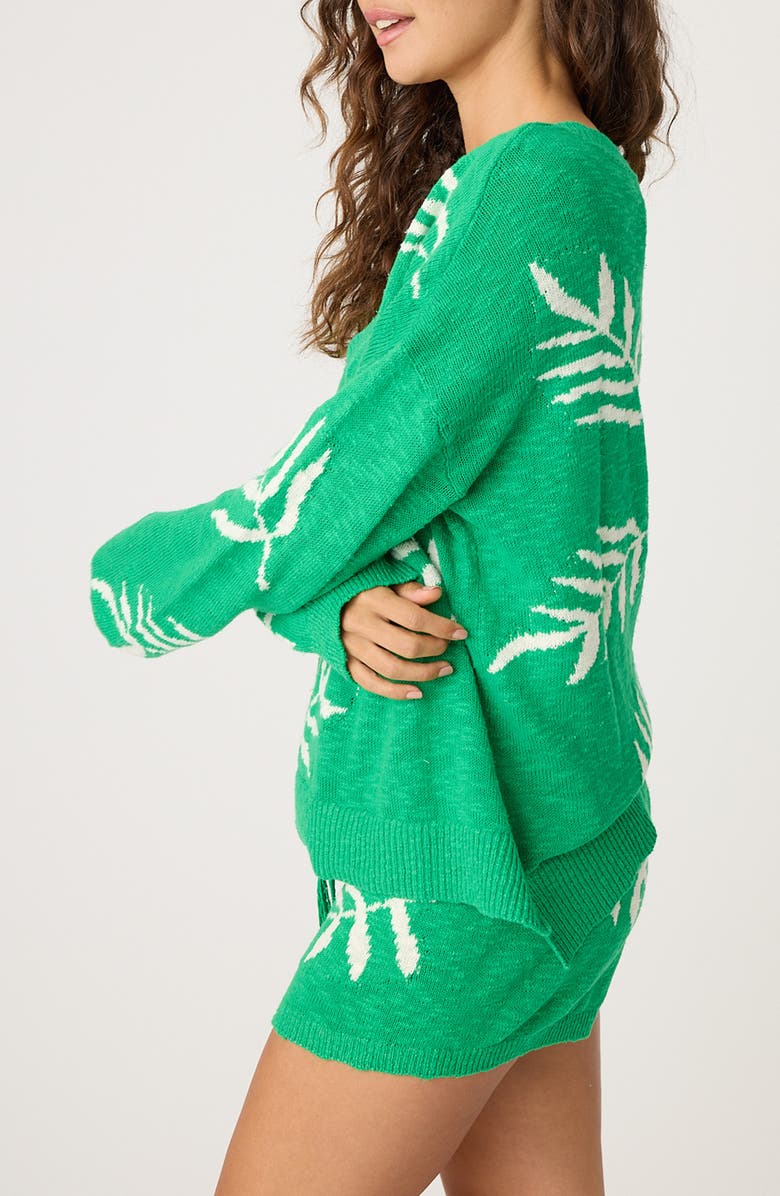 PJ Salvage The Beachcomber Leaf Jacquard Sweater, Alternate, color, Baja Green