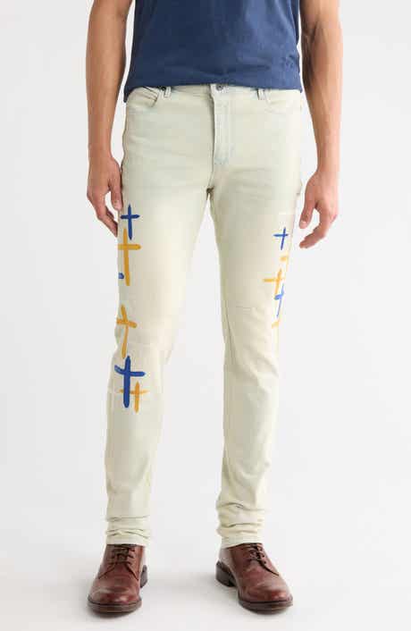 RtA Bryant Faux Leather Cross Skinny Jeans