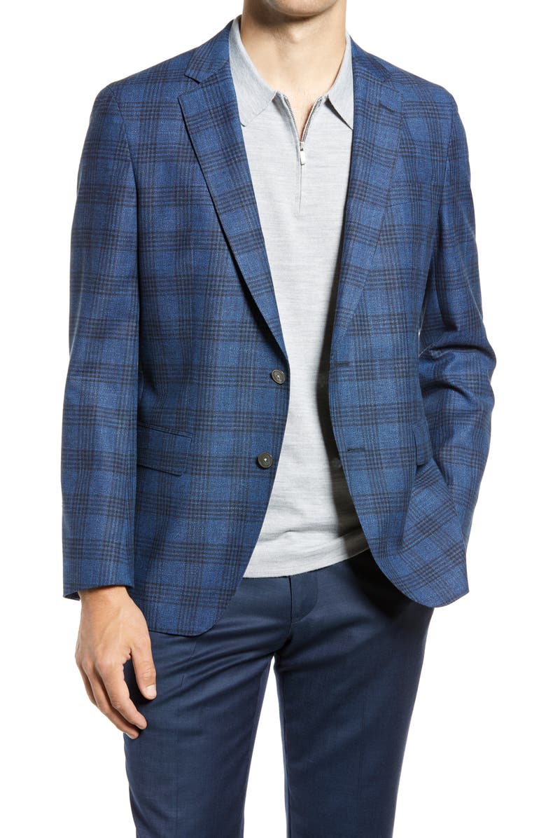 BOSS Hartley Classic Fit Plaid Wool Blend Sport Coat, Main, color,