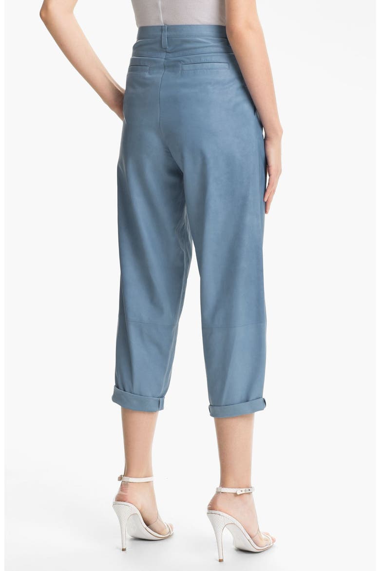 Cuffed Baggy Leather Pants, Alternate, color, PERI BLUE
