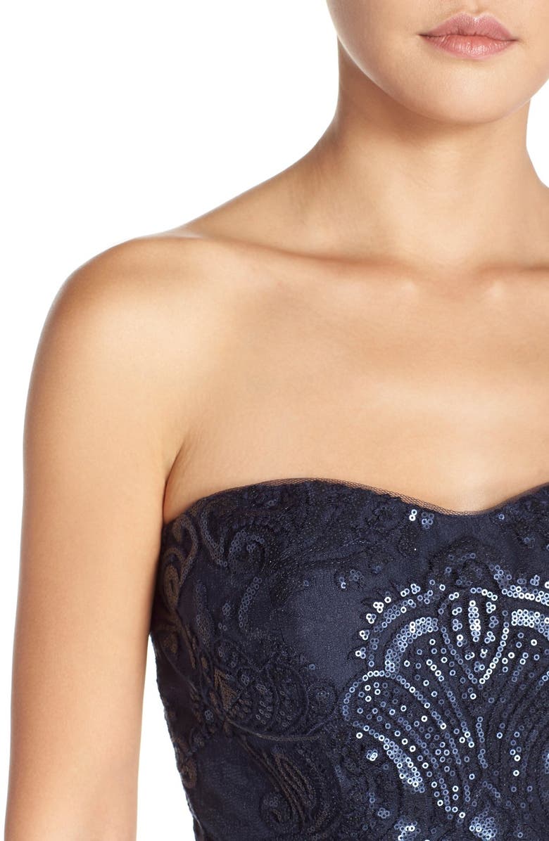 Jenny Yoo Sadie Sequin Lace Strapless A-Line Gown, Alternate, color, 