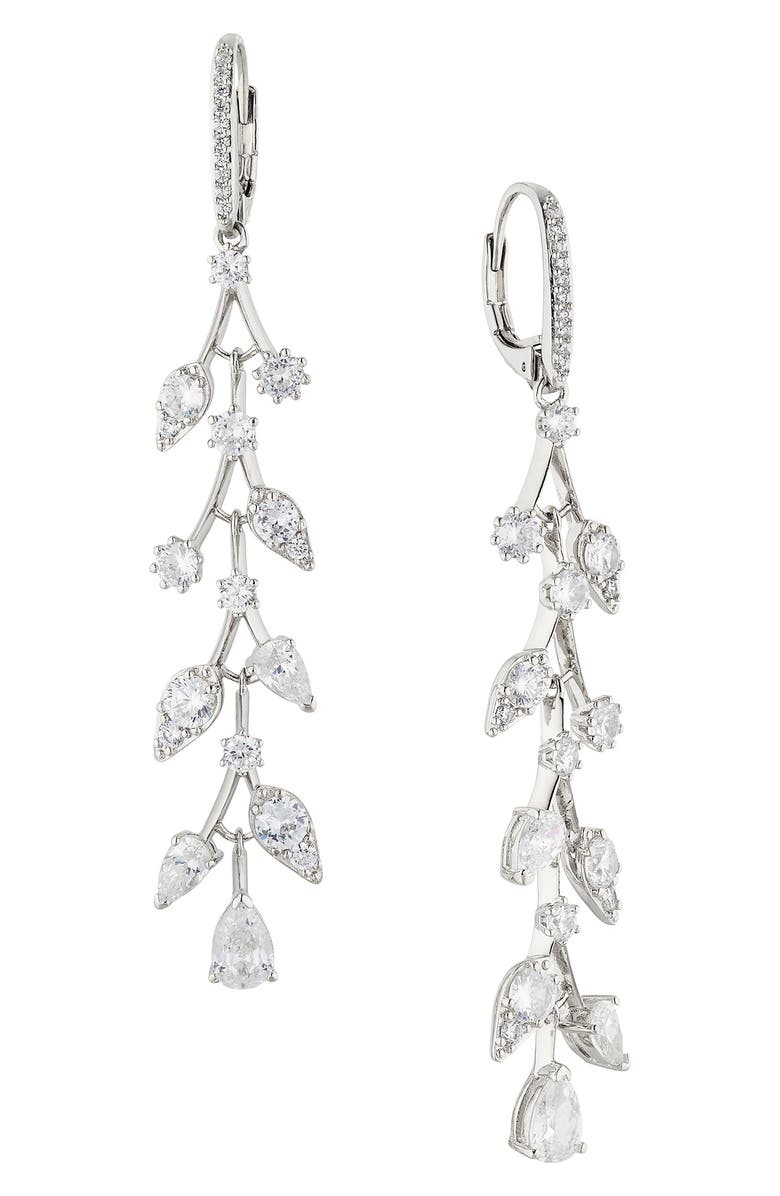 Nadri Olivia Drop Earrings, Main, color, Rhodium