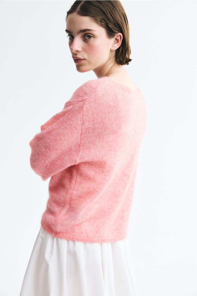 Boat-neck Fine-knit Sweater, Alternate, color, Pink
