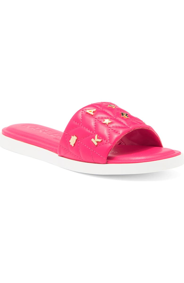 KARL LAGERFELD PARIS Carenza Studs Slide Sandal, Main, color, Teaberry