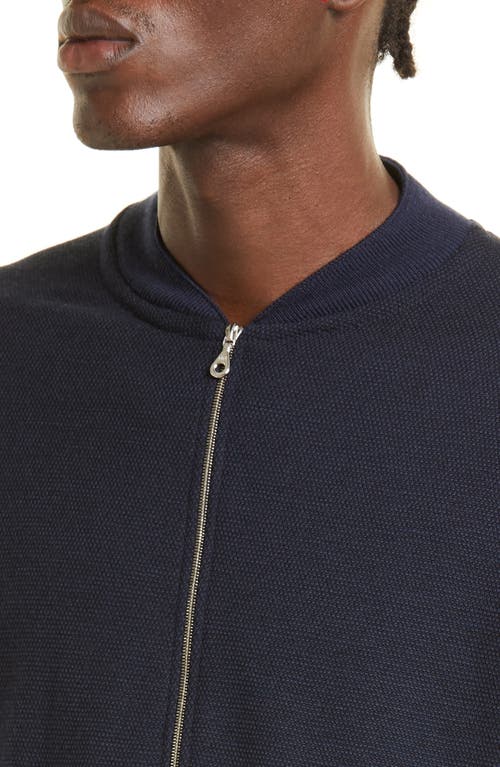 John Smedley Singular Full Zip Wool Sweater In Blue