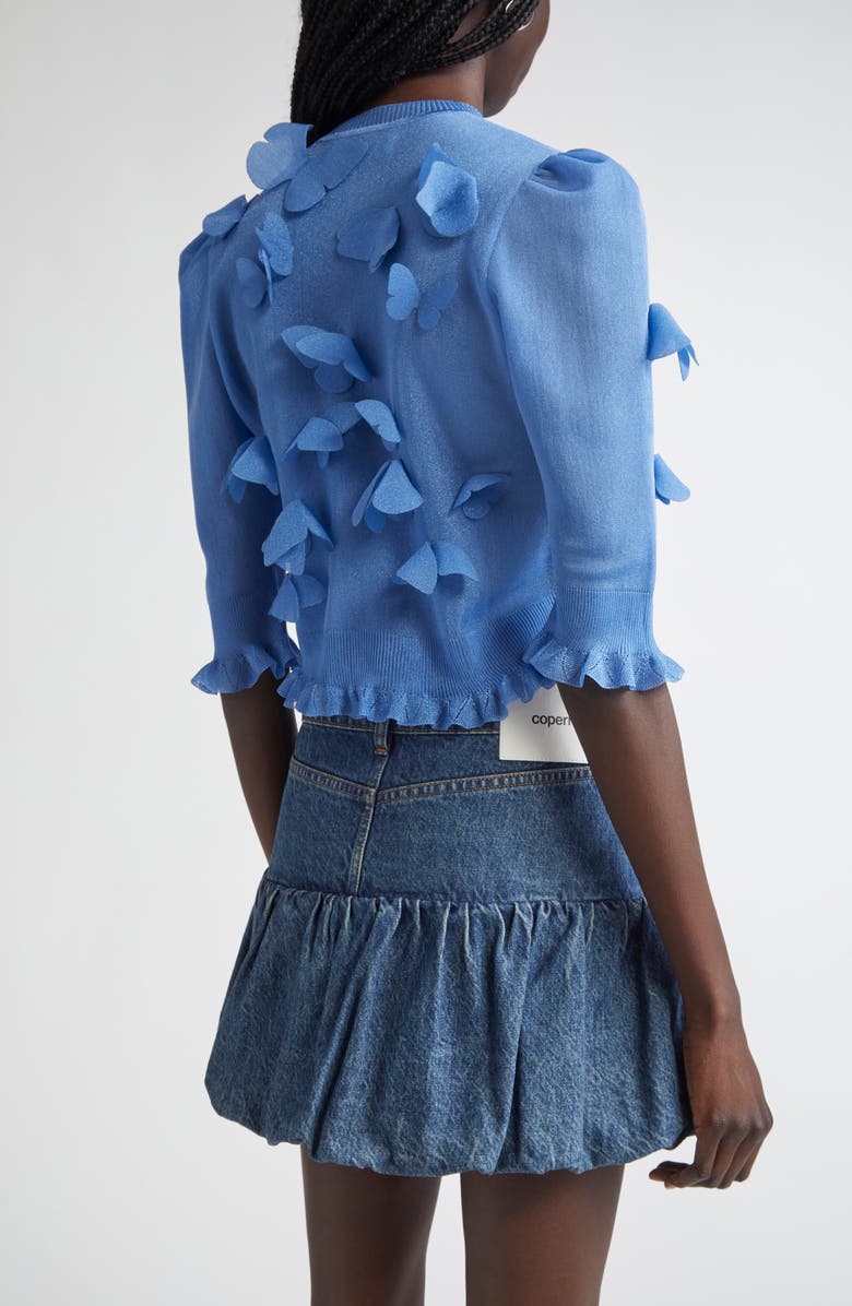 Coperni Butterfly Appliqué Shimmer Knit Cardigan, Alternate, color, 