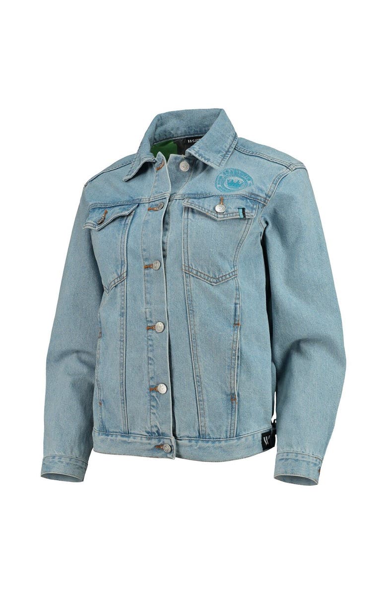 THE WILD COLLECTIVE Women's The Wild Collective Blue Charlotte FC Print Denim Button-Up Jacket, Alternate, color, Blue