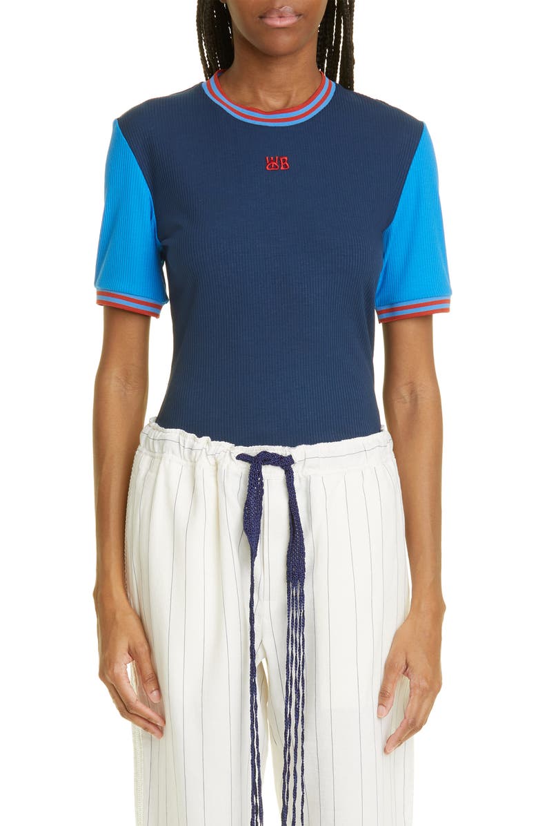 Wales Bonner Shade Colorblock Rib T-Shirt, Main, color, 