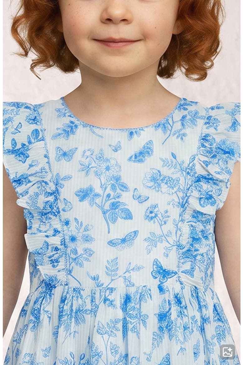 Kids' Rebecca Butterfly Toile Dress, Alternate, color, BLUE