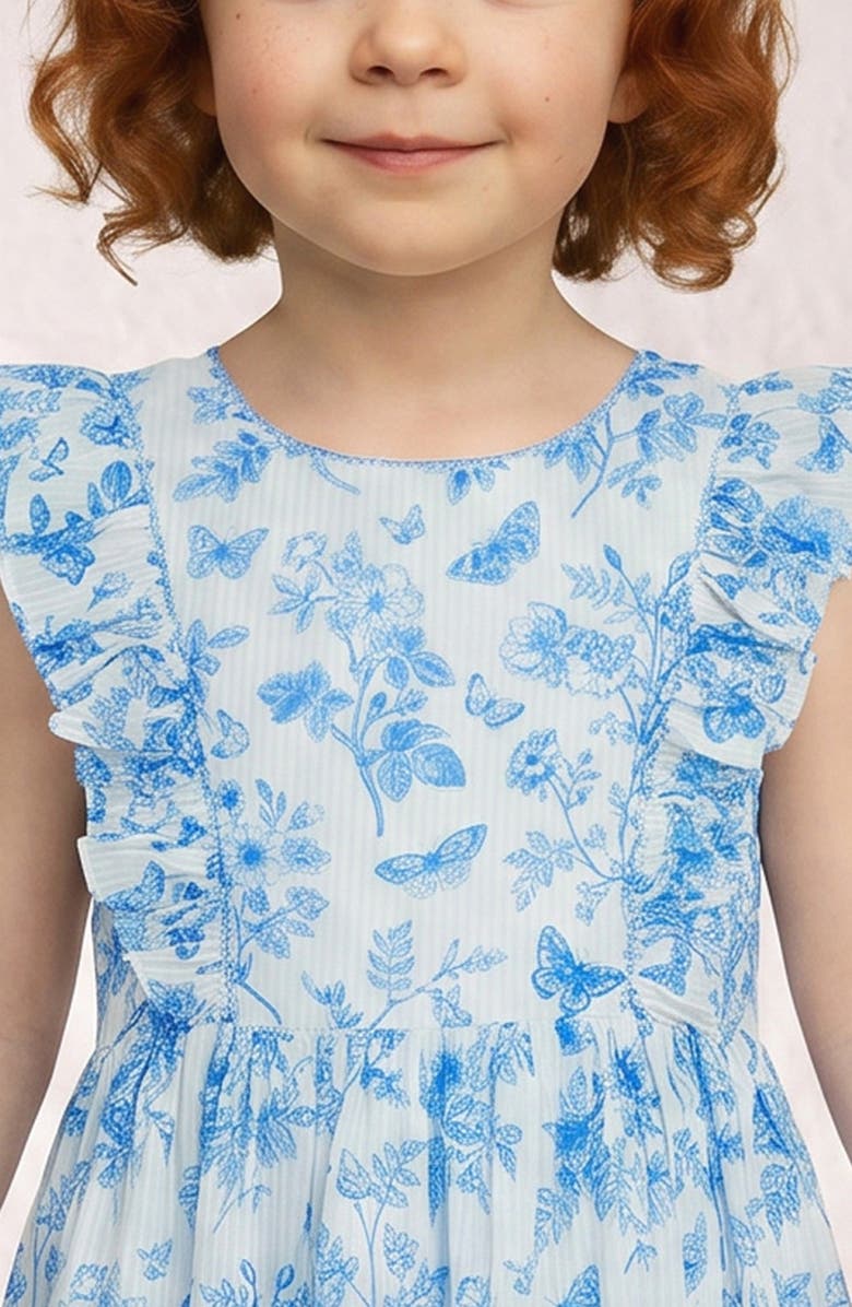 Pippa & Julie Kids' Rebecca Butterfly Toile Dress, Alternate, color, Blue