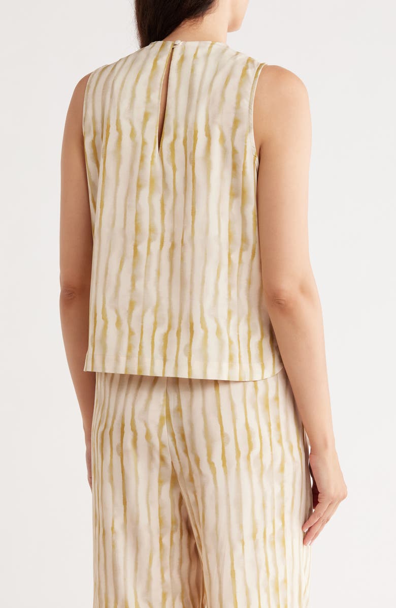 Bobeau Stripe Shirred Shoulder Tank, Alternate, color, Yellow Stripe