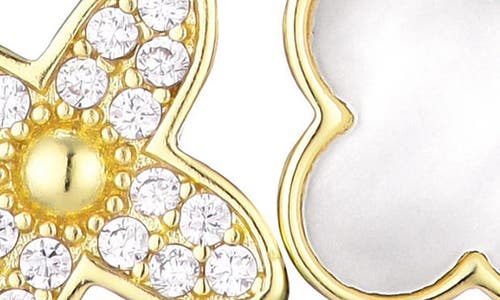 Adornia Tarnish Resistant 18k Gold Plated Mother Of Pearl Double Clover Necklace In Gold