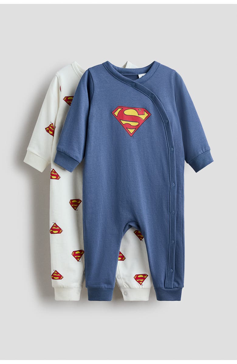 H&M 2-pack Printed Pyjamas, Main, color, Dusty Blue/Superman
