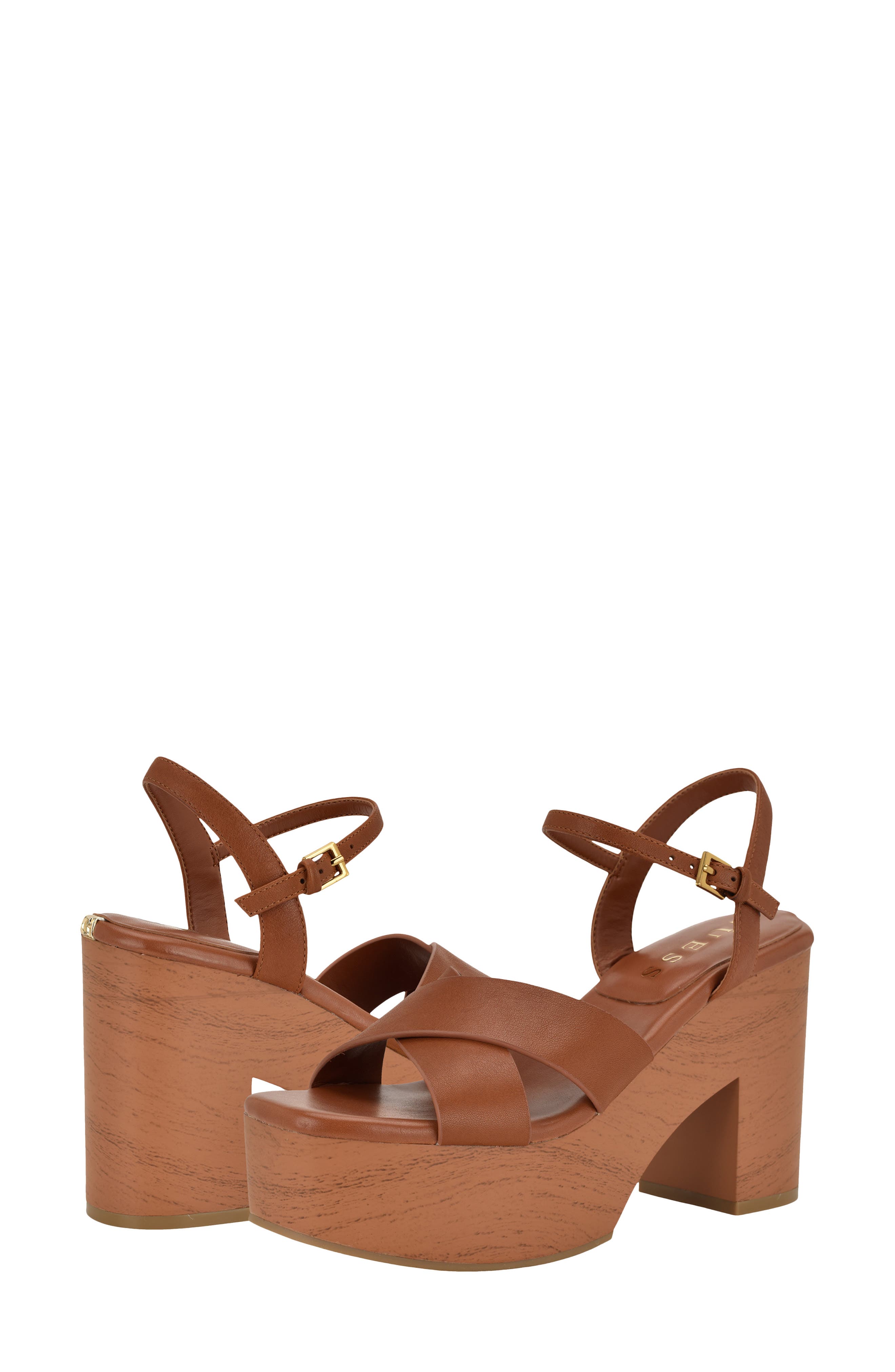GUESS Qeelin Ankle Strap Platform Sandal, Alternate, color, Dark Natural