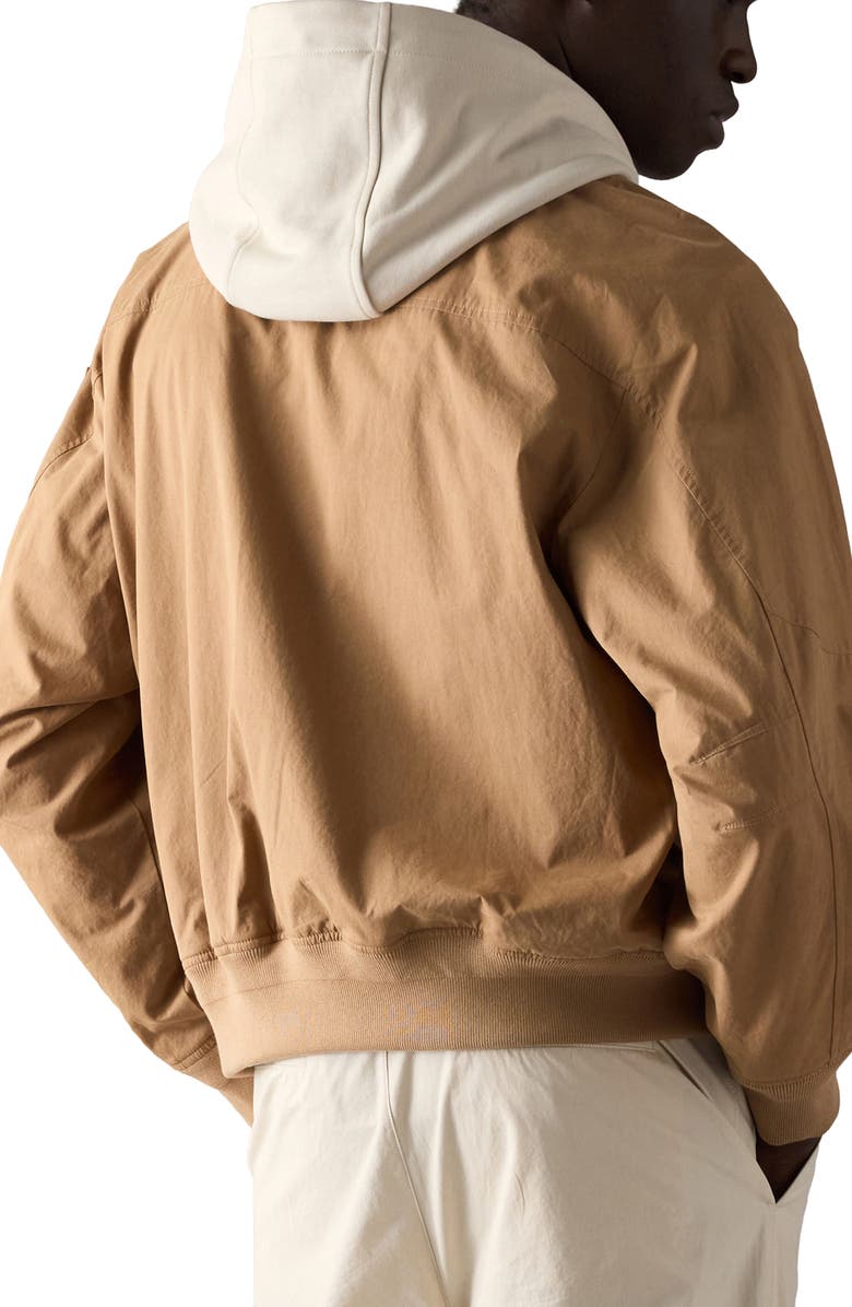 Moose Knuckles Skylark Stretch Cotton Canvas Bomber Jacket with Removable Hoodie Insert, Alternate, color, Driftwood/ Alabaster