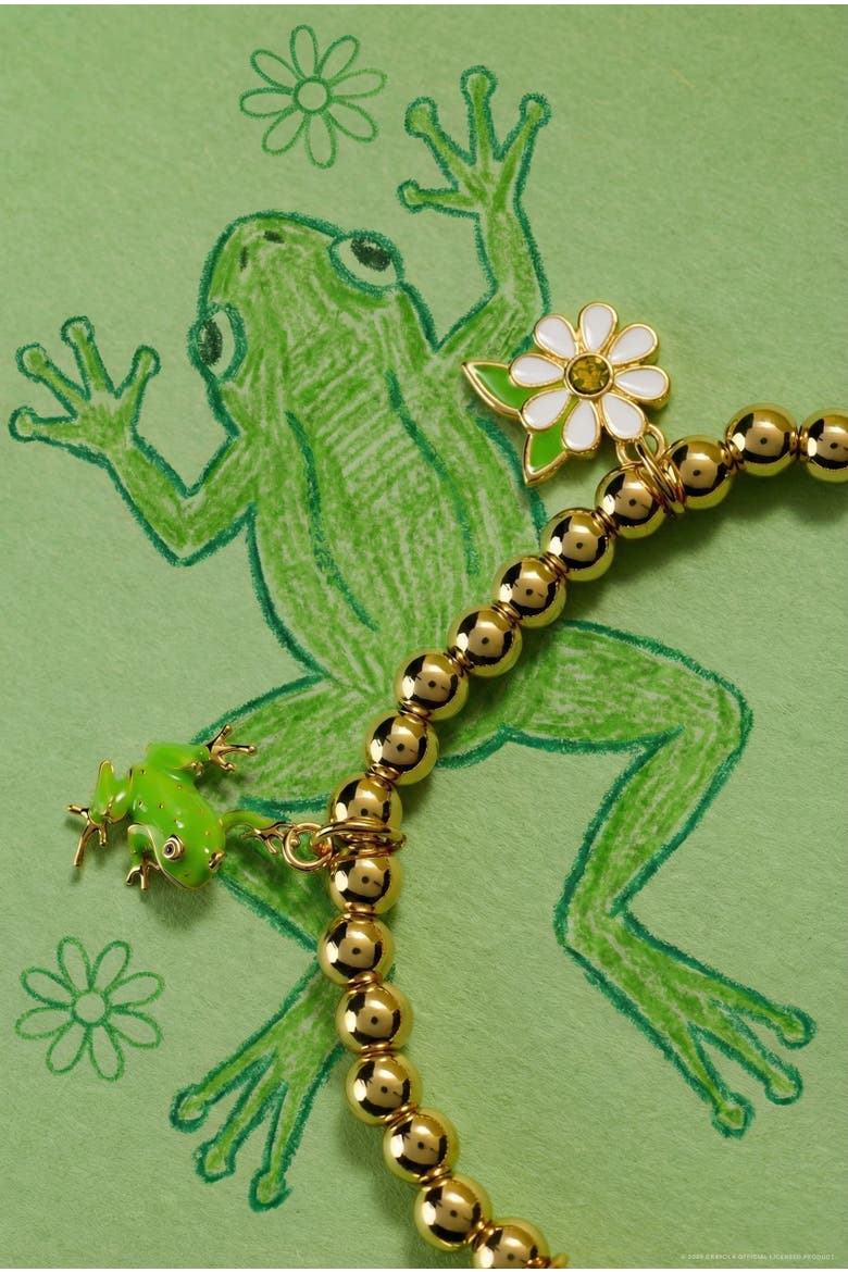 Crayola Fan Favorites Forest Green Charm Stretch Bracelet, Alternate, color, Gold
