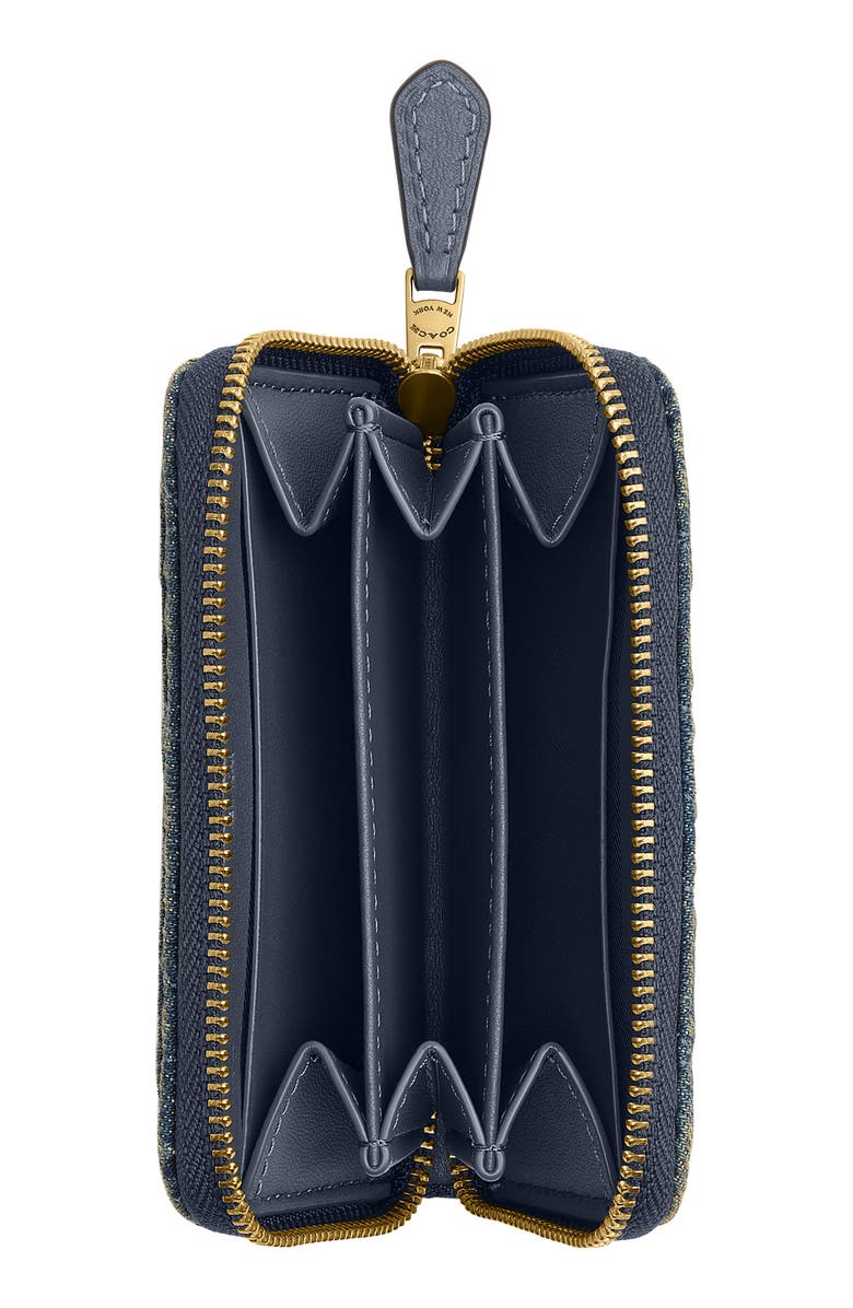 COACH Small Essential Quilted Denim Card Case, Alternate, color, Dark Indigo