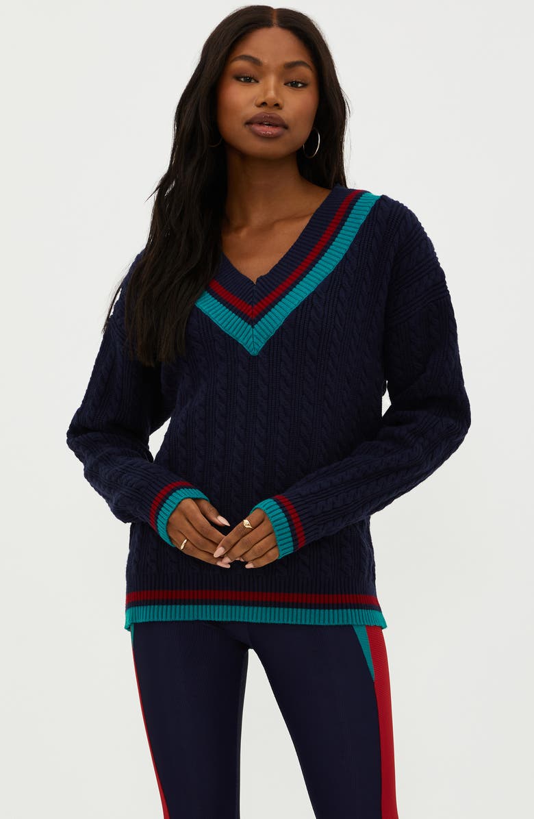 Beach Riot Montana Cable Stitch Sweater, Alternate, color, Ultramarine Colorblock