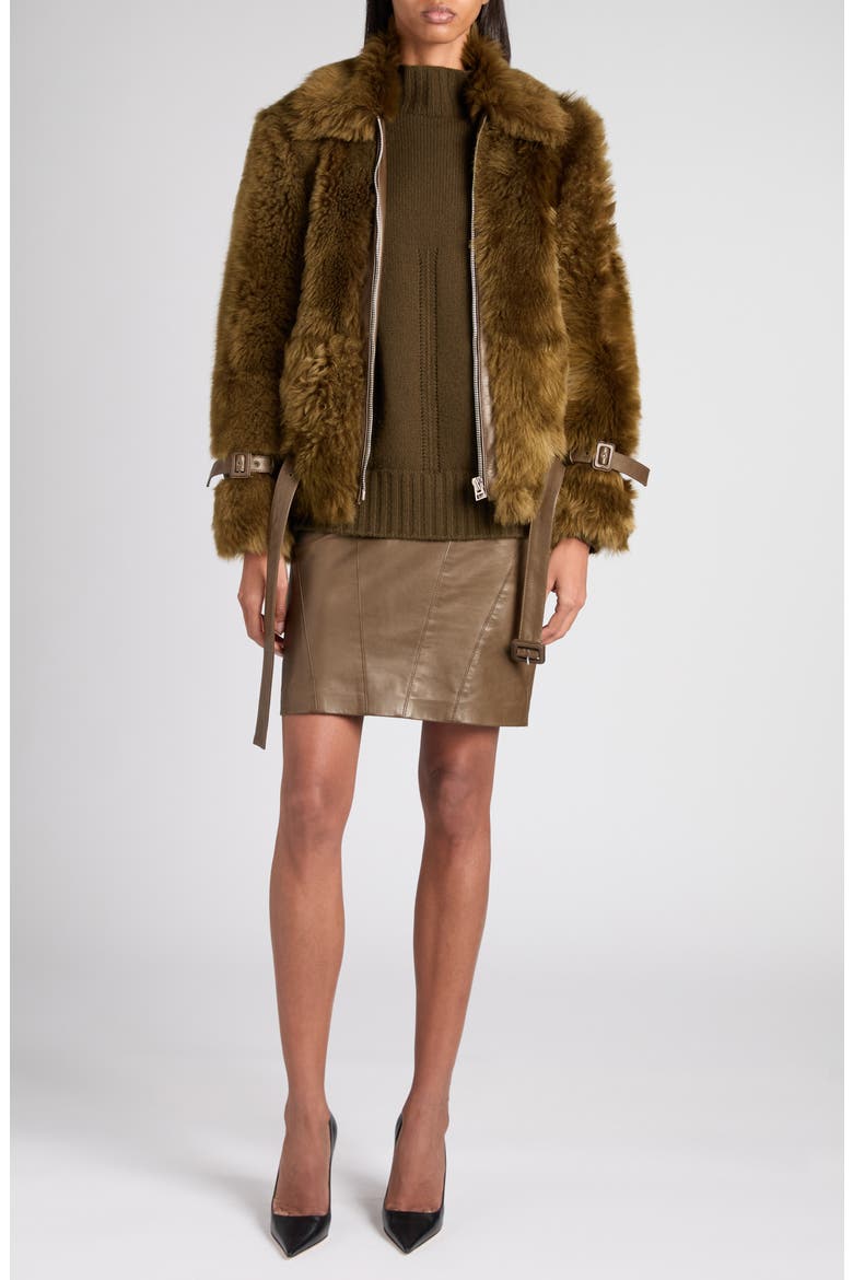 Paneled Napa Leather Pencil Skirt, Alternate, color, FG815 MILITARY GREEN