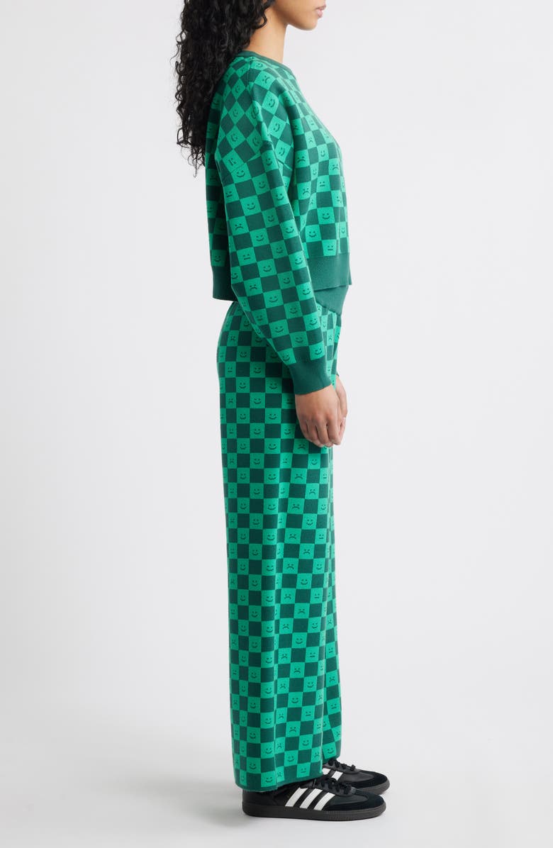 Lots of Feelings Checkerboard Knit Sweater & Wide Leg Pants Set