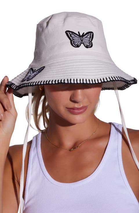Aria Black & White Butterfly Bucket Hat