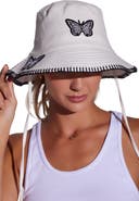 Lauren Moshi Aria Black & White Butterfly Bucket Hat