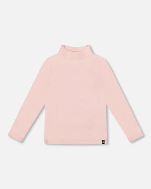 Deux Par Deux Super Soft Ribbed Mock Neck Top In Pink