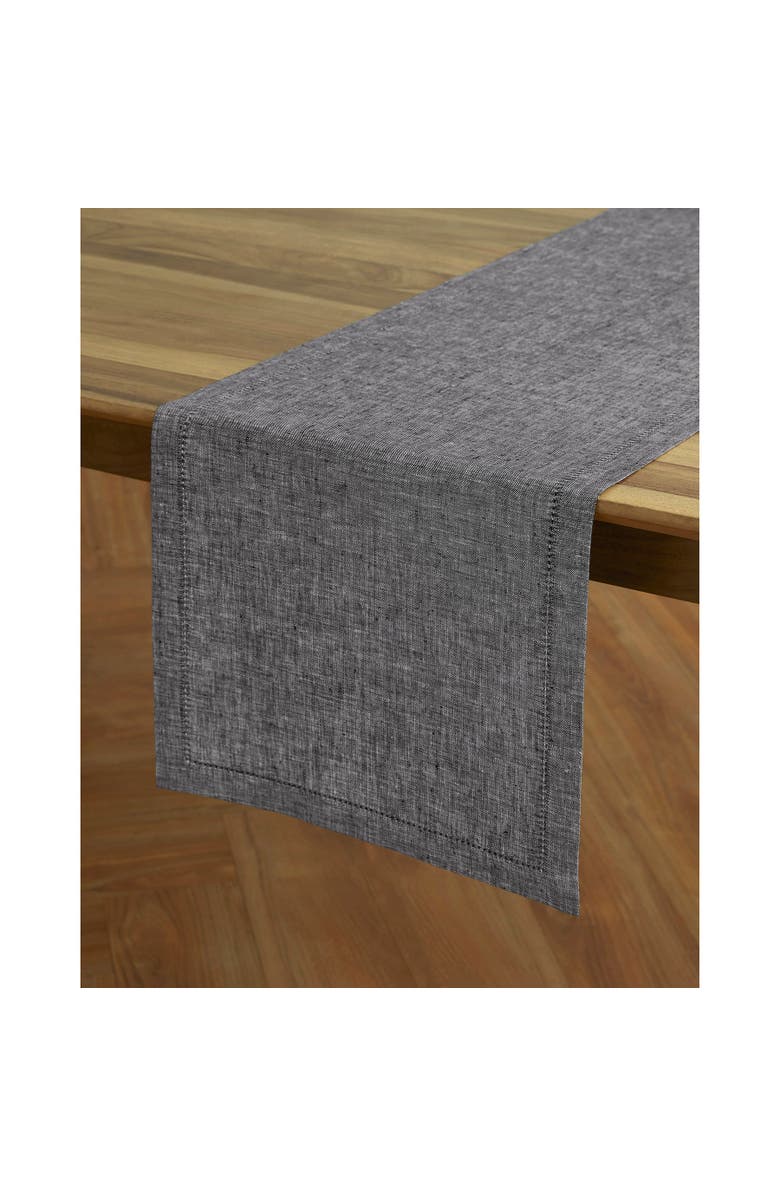 Solino Home Linen Table Runner for Dining Table, Holiday and Everyday Table Decor - Milan, Alternate, color, Chambray Black