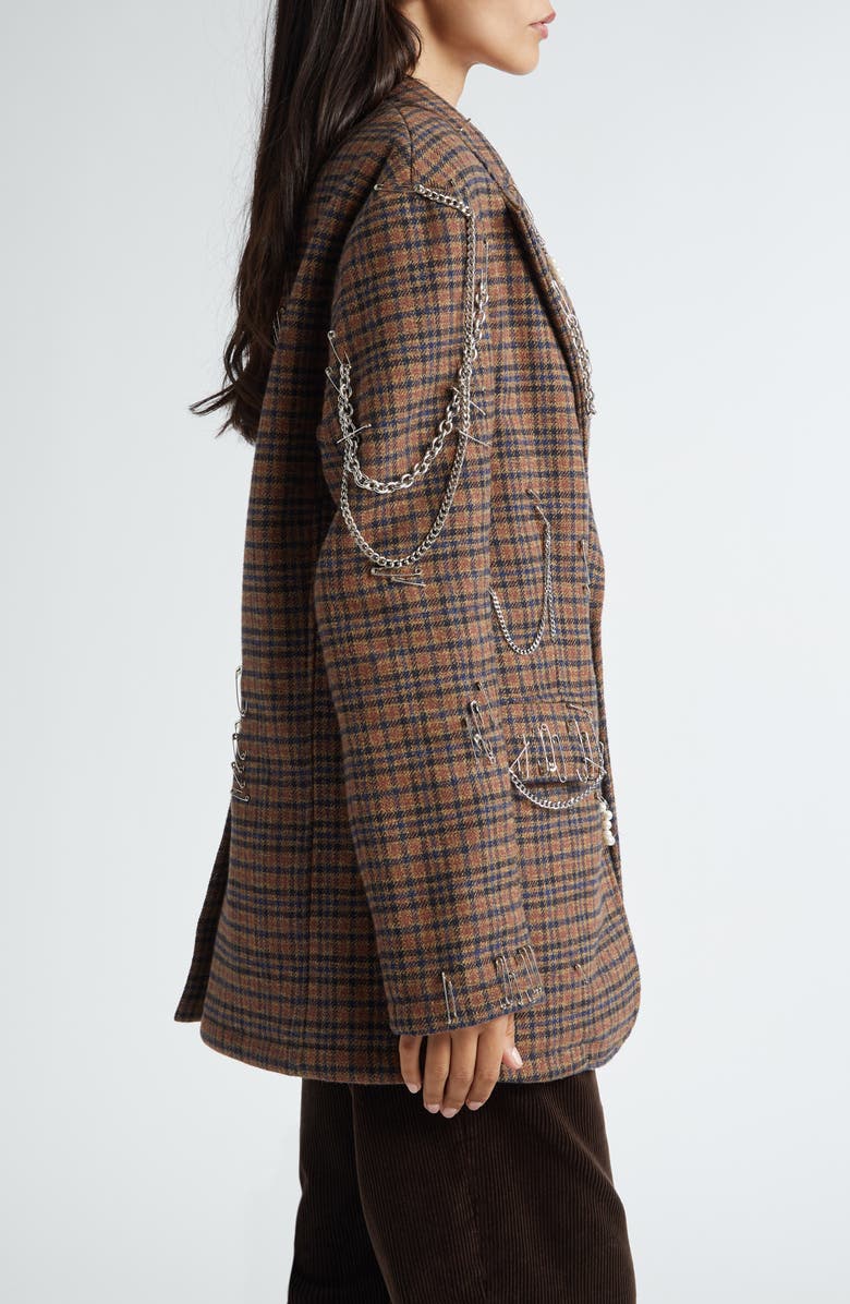 R13 Pinchushion Plaid Embellished Blazer, Alternate, color,