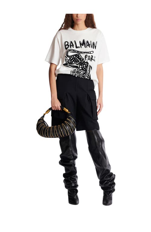 Balmain Short-sleeved T-shirt With Leopard Print In White