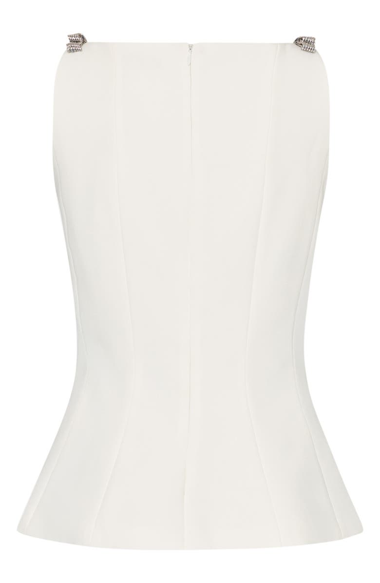 Milly Ruby Crystal Bow Sleeveless Peplum Top, Alternate, color, Ecru