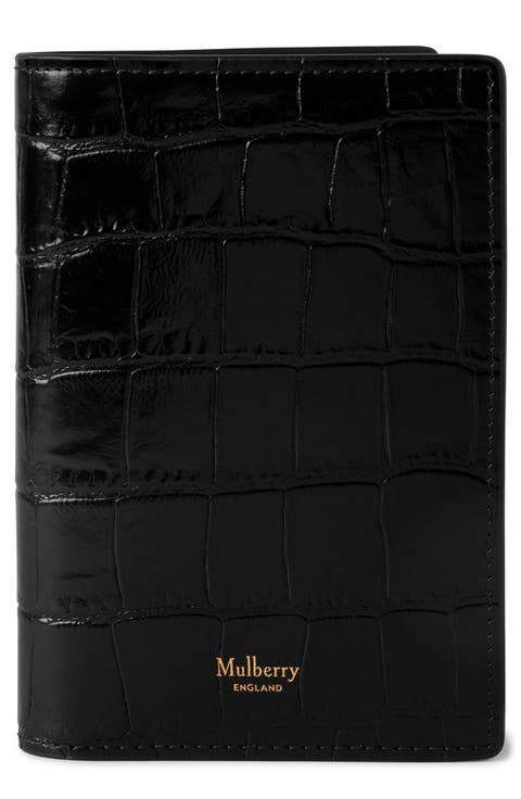 Croc Embossed Leather Passport Wallet