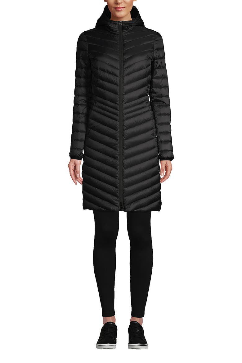 Ultralight Packable Long Down Coat, Main, color, Black