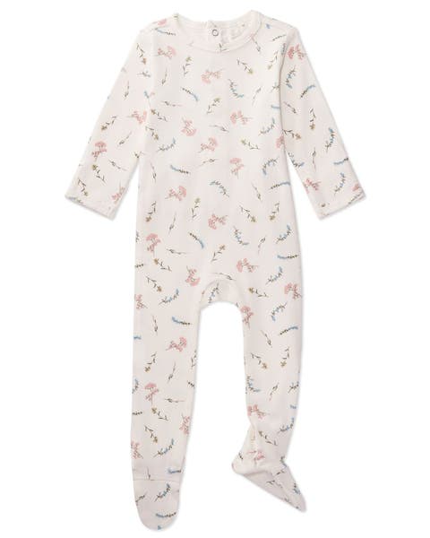 Baby and Toddler Mini-Ribbed Floral Footie with Foldover Hand Covers