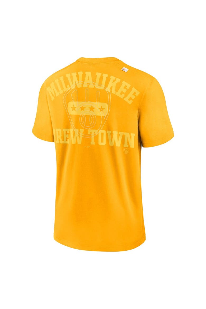 Men's Nike Gold Milwaukee Brewers Statement Game Over T-Shirt, Alternate, color, Gold