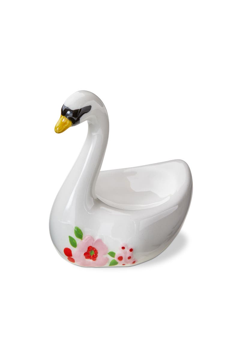 tag Swan Ring Holder Multi Earthenware Everyday, Main, color, White