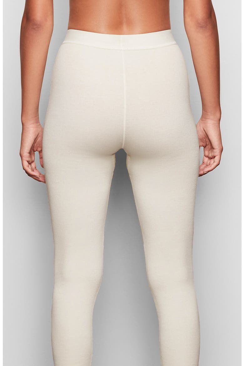 Stretch Cotton Rib Leggings, Alternate, color, BONE