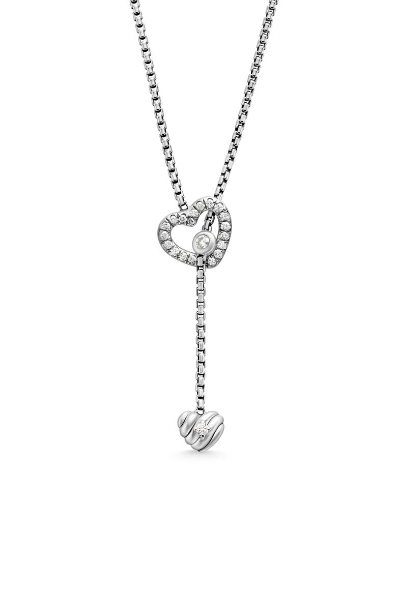 Heart Y-Necklace with Diamonds, Main, color, DIAMOND